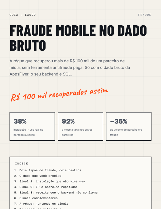 Capa do guia Fraude mobile no dado bruto